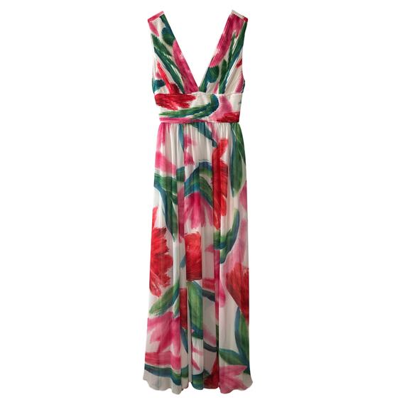 PatBO Allegro Deep V-Neck Floral Chiffon Maxi Dress NWT Size 2 - Picture 3 of 11